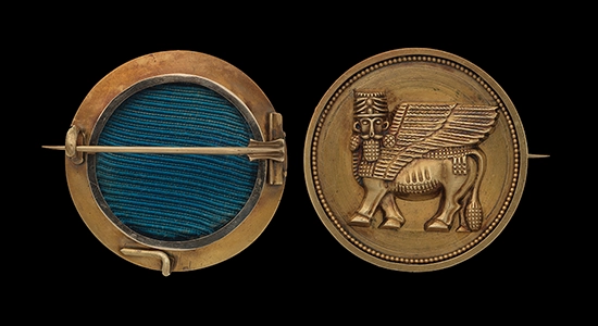 Brooch with Assyrian winged human-headed bull
