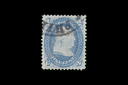 Stamp US 1868 1c Z grill Gross